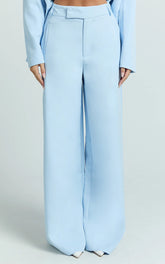 Selena Pants - High Waisted Wide Leg Tailored Pants in Baby Blue